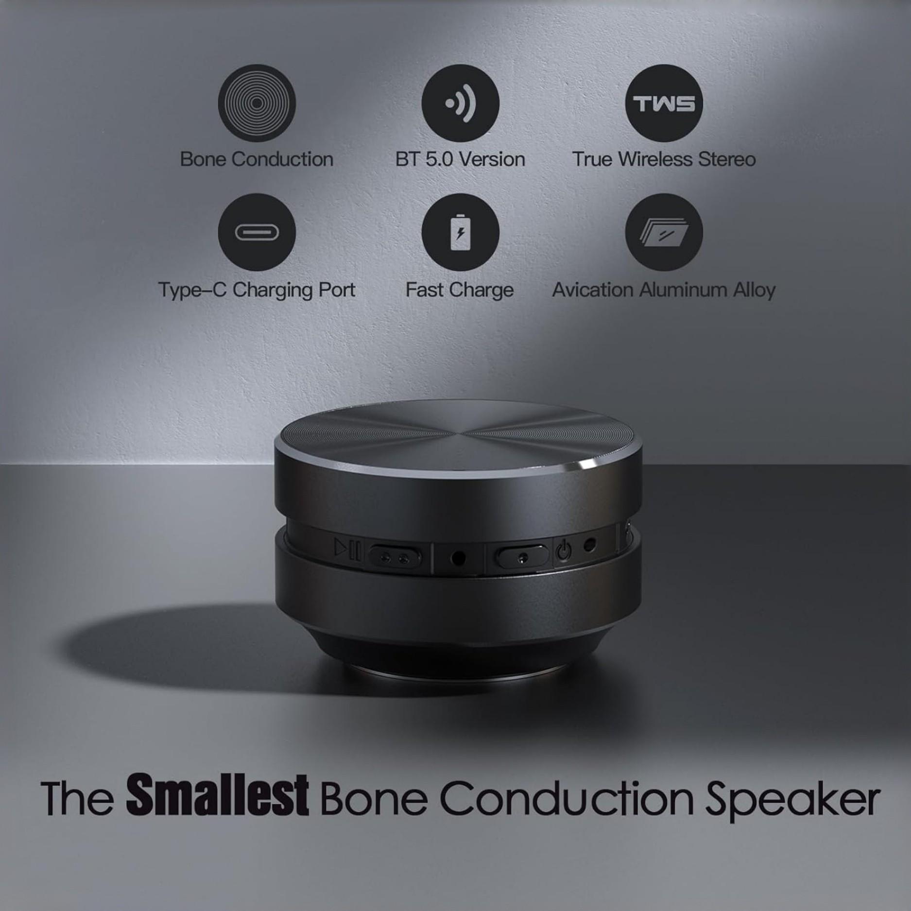 Mini Bone Conduction Speaker, Perfect Gift for Dad, Compact Portable Sound Solution, Ideal Outdoor Use, Table Mount, Rechargeable Speaker, Lithium Batteries Included