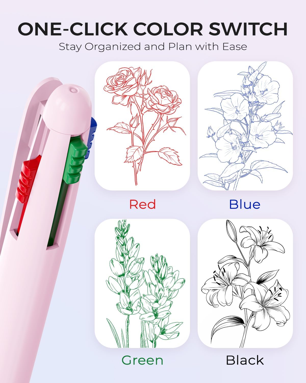 Four Candies Multicolor Pens, 4-in-1 Ballpoint Pens, 9 Pack 1.0mm 4 Color Pens, Quick Dry Nurse Pens, Smooth Writing Colored Ink Pens, Comfort Grip & Macaron Office And School Supplies, Christian Gifts For Women, Nurse and Artists Aesthetic