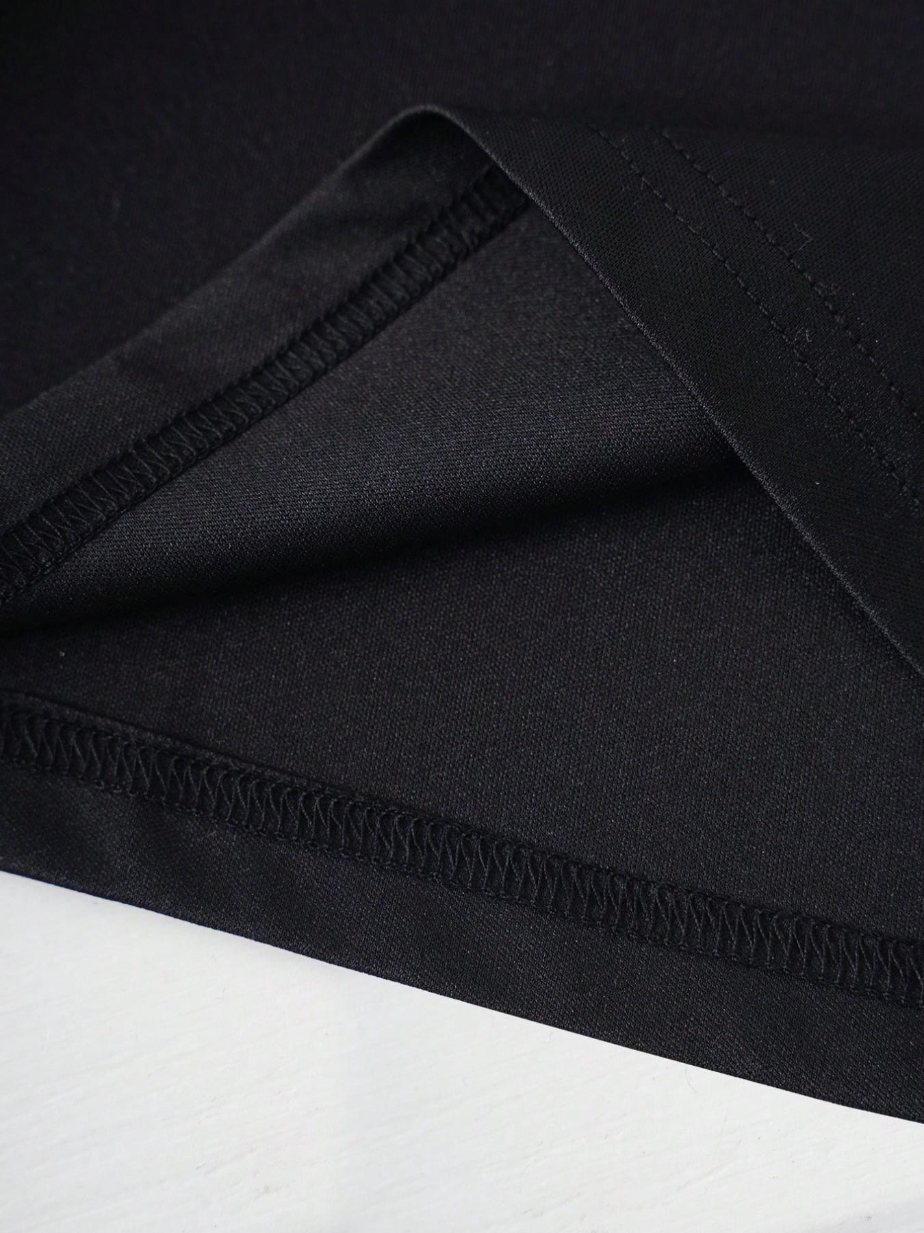 Unisex Minimalist Line Legend Short Sleeve T-Shirt, Japanese Style Loose Fit Cotton Top, Summer Casual Streetwear, Slim-Fitting H-Type