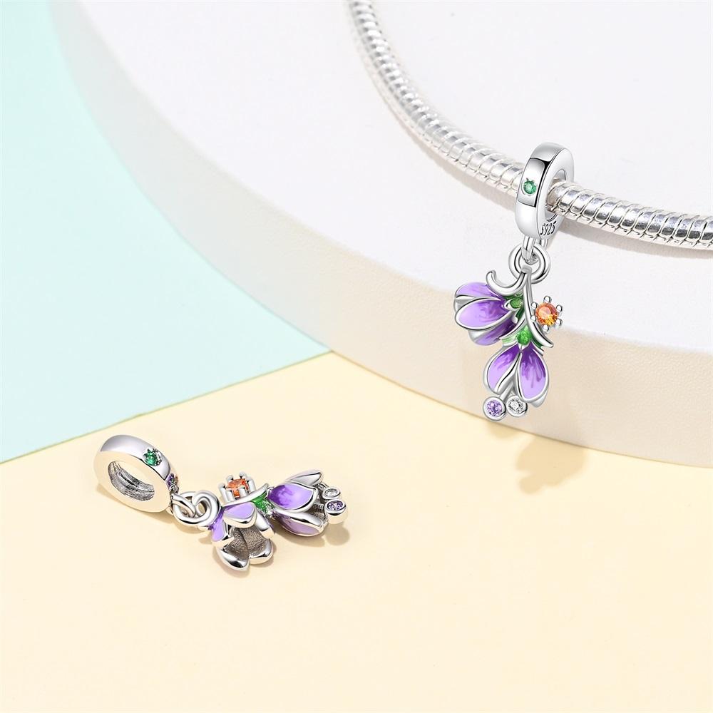 Spring Series Charms 925 Sterling Silver Butterfly Dragonfly Pink Daisy Pendant Beads Fit Original Bracelets DIY Jewelry