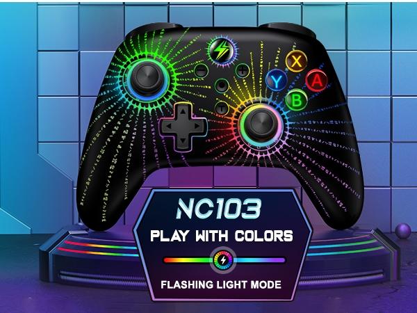 Wireless Switch Controller for Switch/Lite/OLED, LED PC Game Joystick - Wireless iOS/Android Remote, RGB Gamepad & Standard Controller for Gaming Accessories