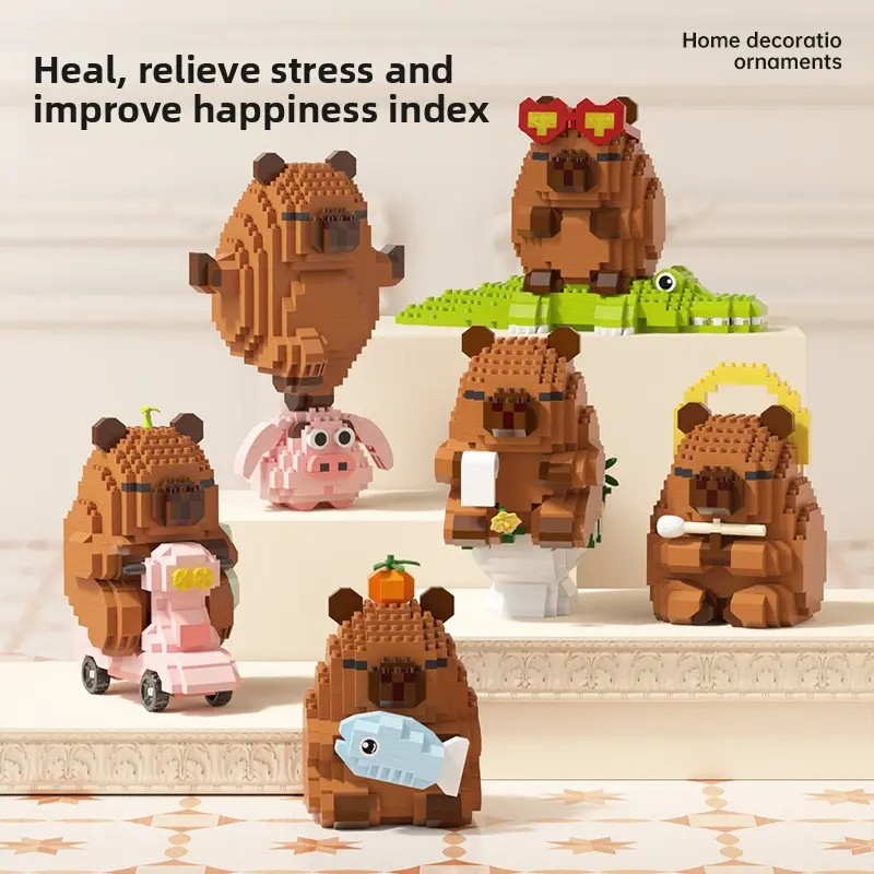 Capybara "Bara" Building Block Toy - Office Worker Series Desktop Figurine Kit, Collectible Model Figure for Toys & Hobbies Enthusiasts