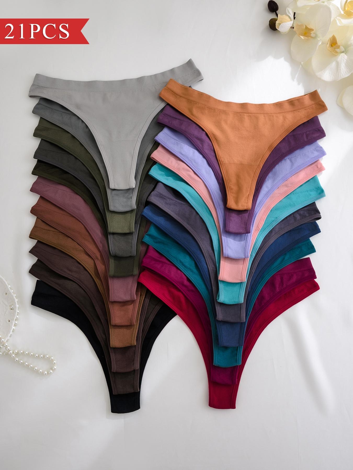 Women's Solid Color Drop Waist Thong, Soft Breathable Panty for Daily Wear, Women's Fashion Comfy Underwear for All Seasons