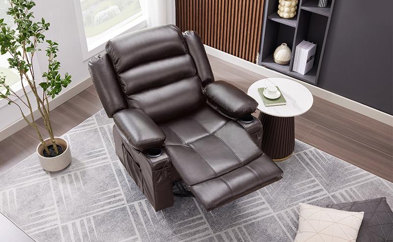 Rocker Recliner Chair with Heat and Massage, 360° Swivel Recliner Chairs for Adults, Oversized Recliner Single Sofa Seat with Cup Holders, Lazy Boy Recliner Single Sofa Seat