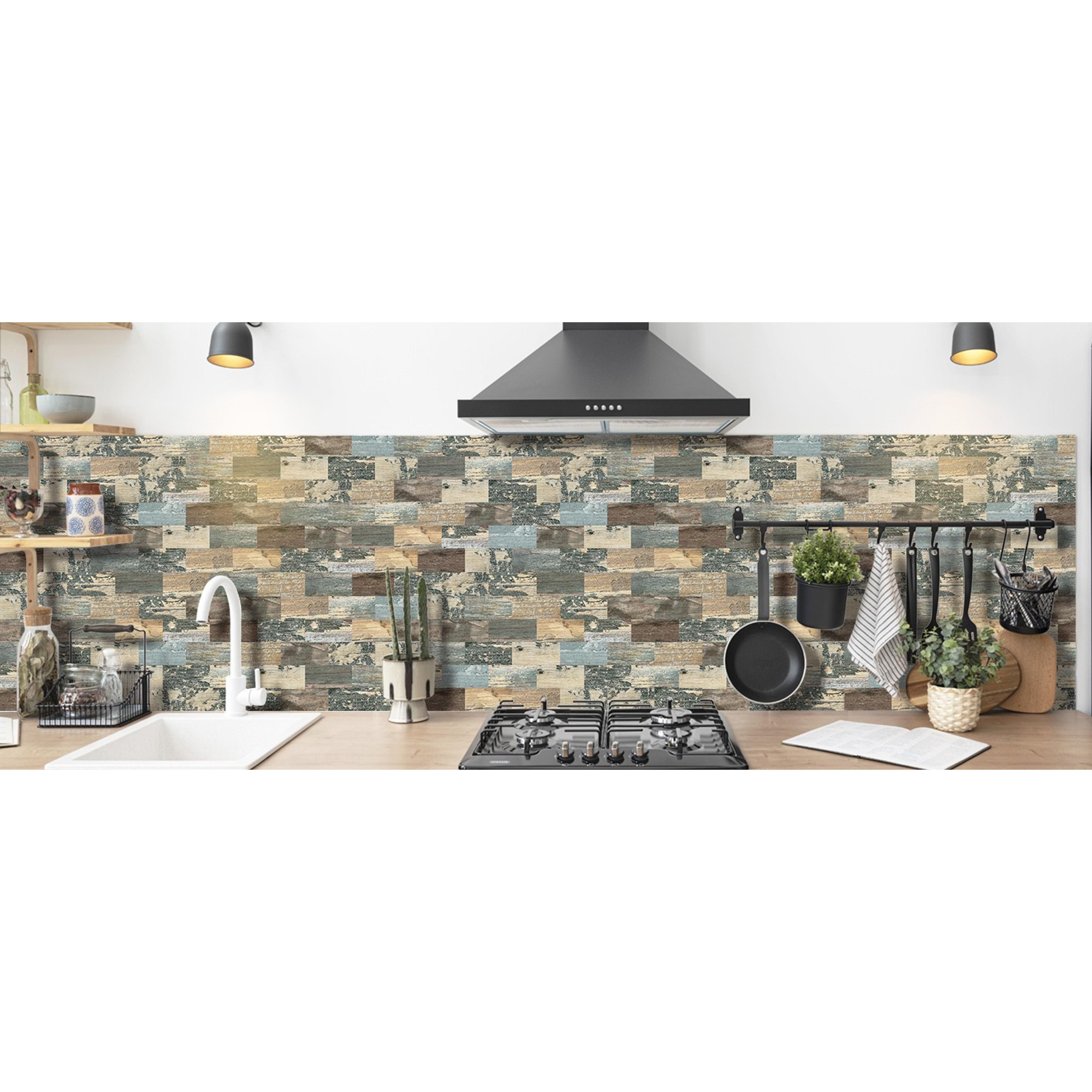 20 Sheet Peel and Stick Wall Tile Kitchen Backsplash Self Adhesive | Distressed,PVC,Rustic,Faux Wood, Country,Farmhouse,13.5" x 11.4"