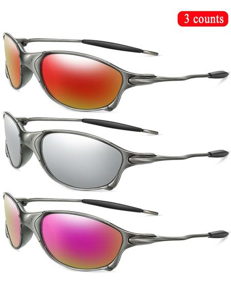 5 Pairs/set Unisex Vintage Oval Frame Vintage Sunglasses, Outdoor Sports Sunglasses, Fashionable Sunglasses for Men & Women for Daily Wear, Tinted Lenses Sunglasses