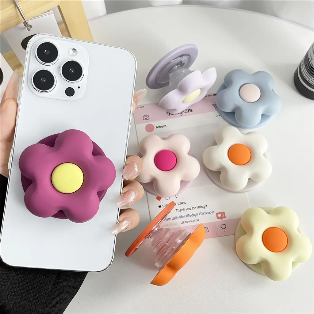 1PCS Cute Candy Color 3D Flower For Magsafe Magnetic Phone Holder Griptok Support For iPhone Samsung Cases Grip Tok Stand Bracket