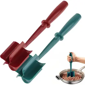 2Pcs Meat Chopper and Masher - Ground Beef Hamburger Smasher, Plastic Spatula, Kitchen Separator Tool for Food, Potato, Bean - Silicone Chop and Stir, Meat Dicer