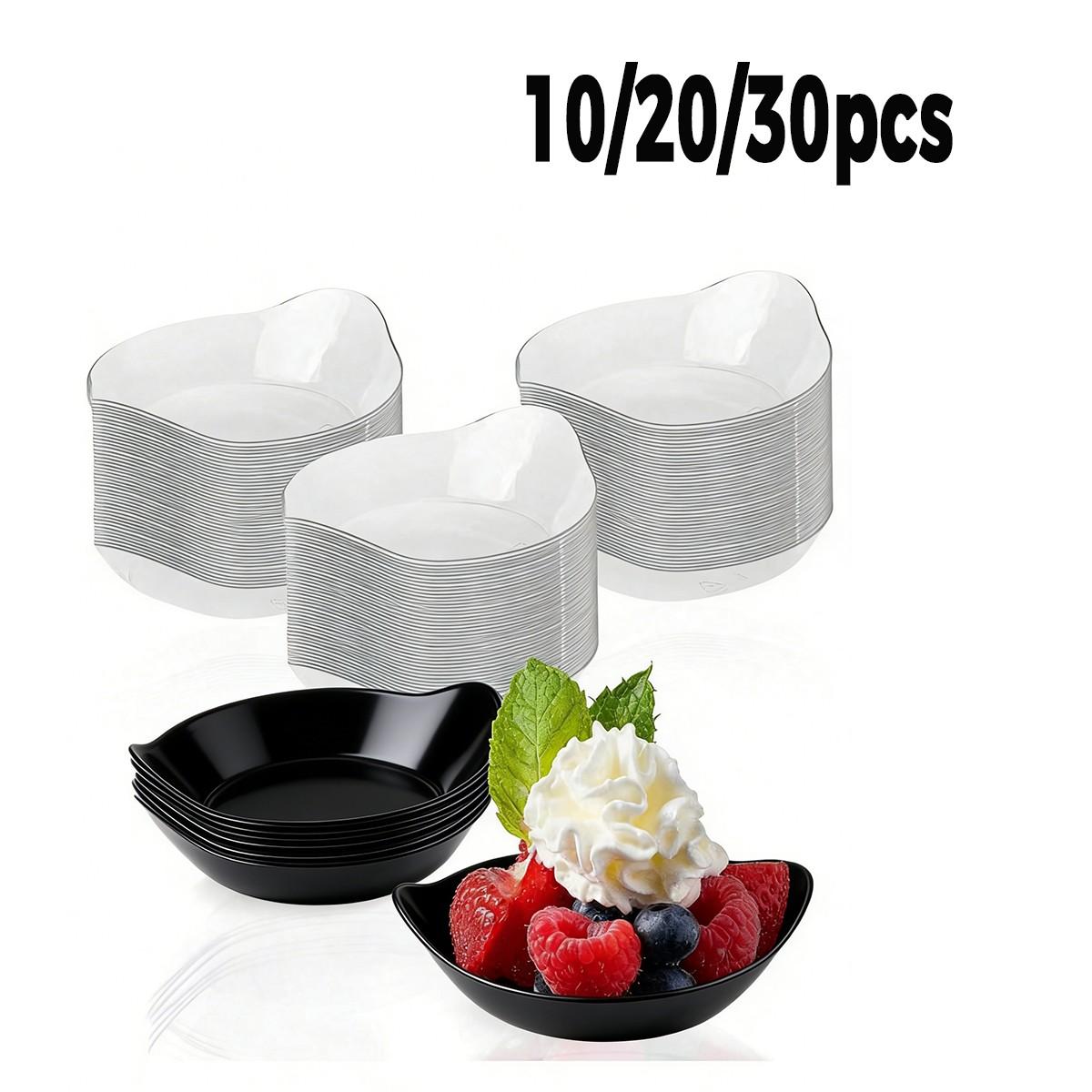 10/20/30 Mini Dessert Plates, Transparent Plastic Appetizer Dishes, Party Wedding Bowls, Oval Yogurt Bowls, Perfect for Parties and Holidays