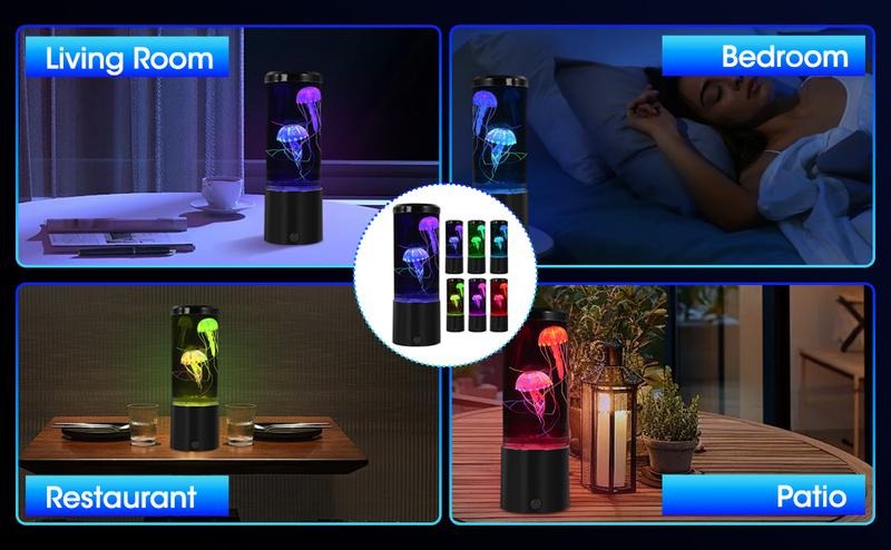 Portable Jellyfish Lamp Multipurpose 7 Color Changing LED Ambient Light with Remote Control & USB Cable for Home Office Bedroom Decor Ideal Gift