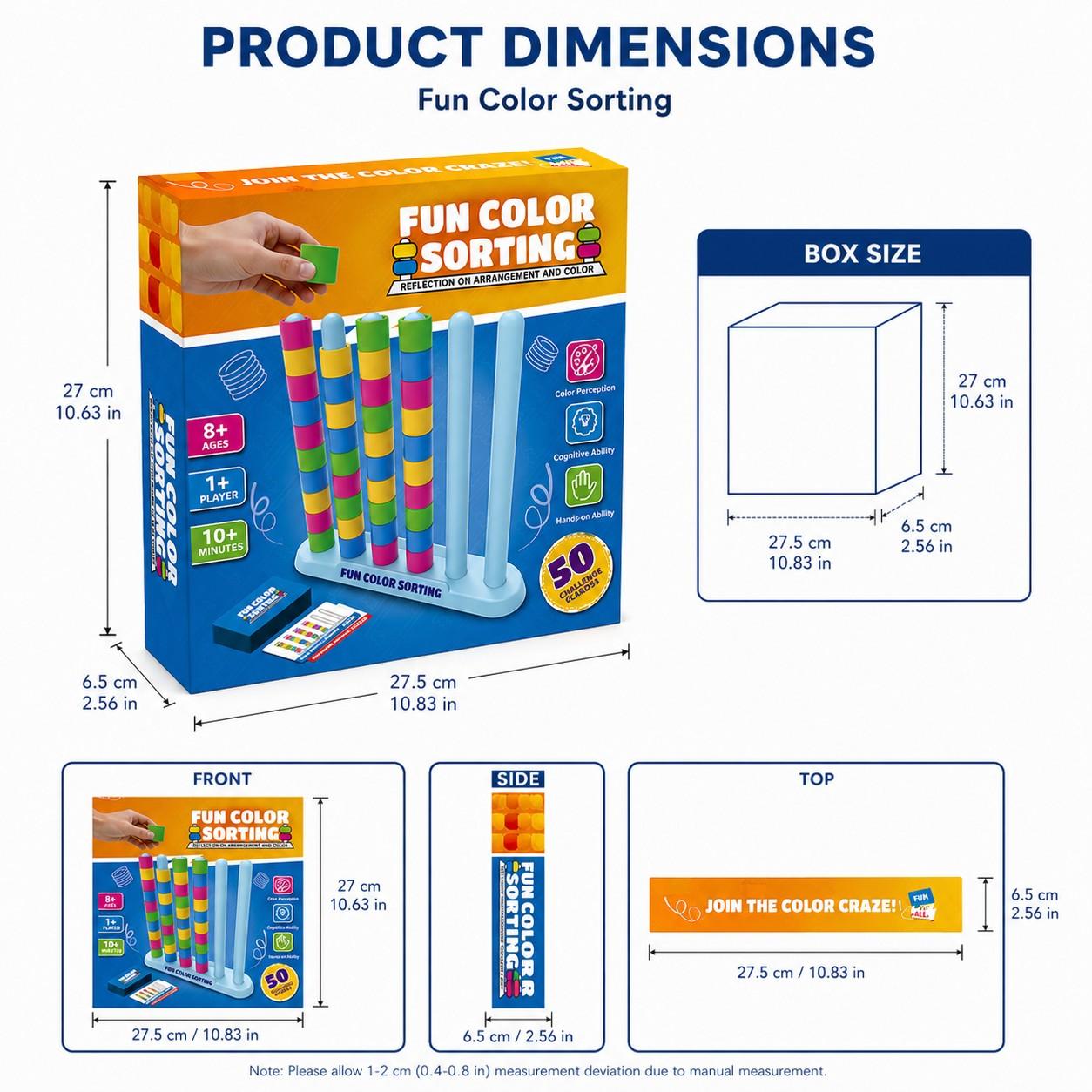 Fast-Paced Color Stacking Puzzle Game-Challenge 50 Logic Puzzles Ultimate Giant Matching Brain Teaser Strategy Game for Kids&Family，Indoor Outdoor Family Board Game,STEM Sensory Toys for Kids Problem Solving, Travel Party Gifts for Kids Ages 6+ Boys Girls
