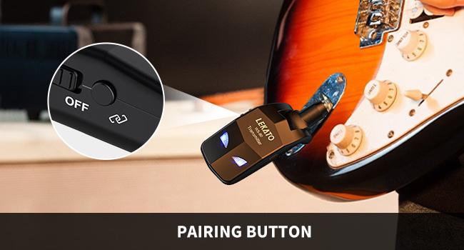 LEKATO WS-80 Wireless Guitar System 2.4Ghz, Audio Wireless Transmitter Receiver with 4 Channels for Electric Guitar and Bass, Rechargeable Guitar Wireless Transmitter and Receiver, for Electric Instruments