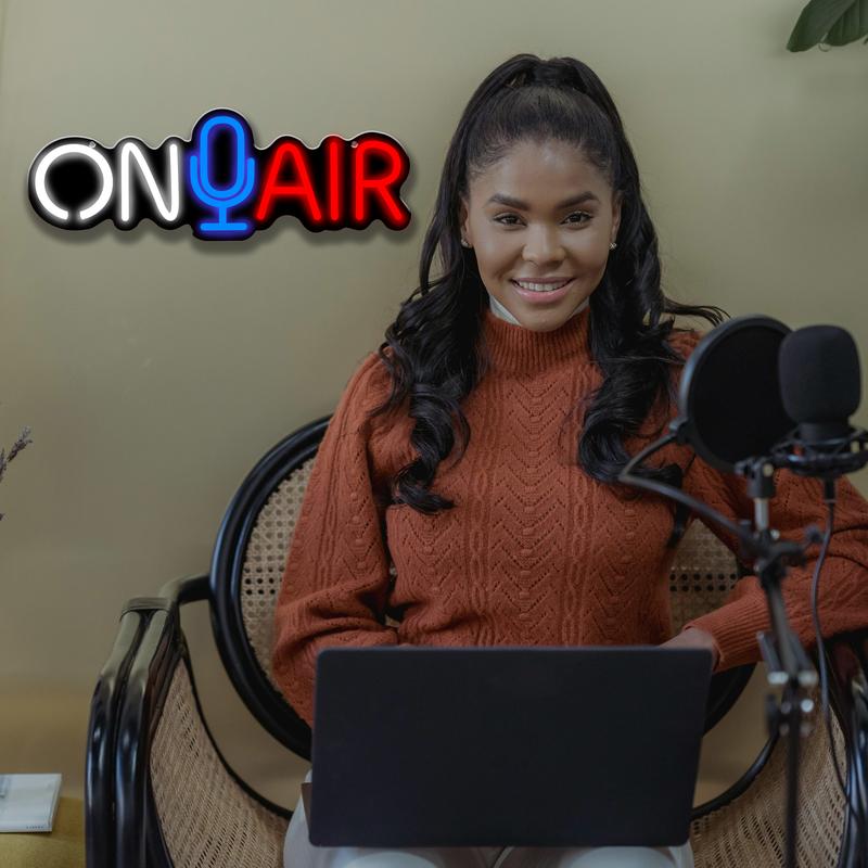 Adjustable on Air Neon Sign LED Wall Decor, Live Streaming Light-Up Logo for Home Studio Game Room Bar Club Garage Party Art Decoration