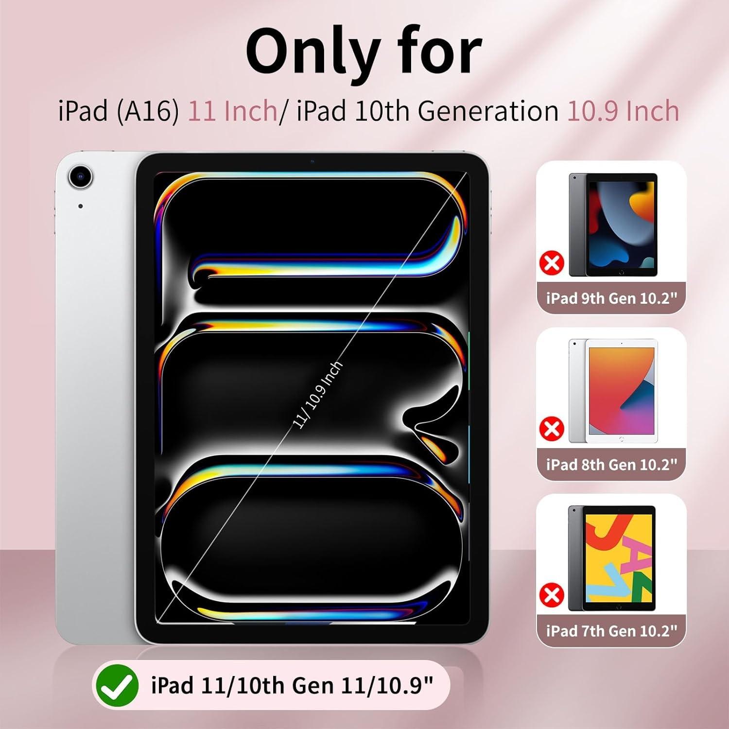 For iPad Case Compatible with A16 Models from The 11Th And 10Th Generations (2025/2022), As Well As iPad  Air M2 M3 11inch/13inch Ipads,  Ipad Pro M4 11inch/13inch， It Features a Holder for The Pencil, a Hard Clear Transparent Back Shell, a Soft TPU Shock