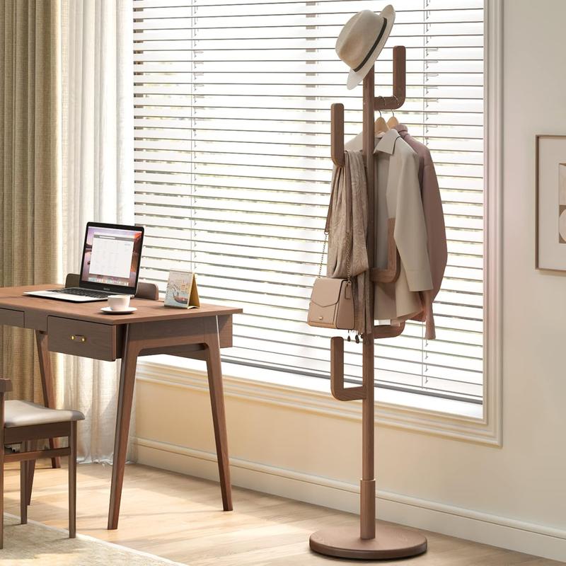 【Summer】Solid Wood Cactus Coat Rack Freestanding, Adjustable Height Wooden Coat Rack Stand with 6 Hooks, Unique Design Coat Tree for Entryway, Bedroom,Coats,Bags 【Summer】Solid Wood Cactus Coat Rack Freestanding, Adjustable Height Wooden Coat Rack Stand with 6 Hooks, Unique Design Coat Tree for Entryway, Bedroom,Coats,Bags