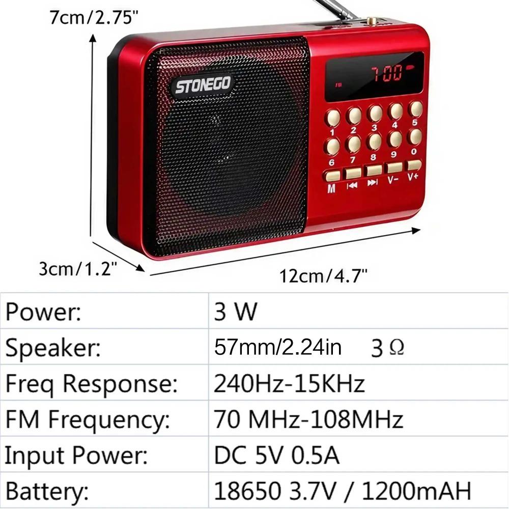 Portable Mini Digital FM Radio, MP3 Player with USB Charging, TF Card Support. Hi-Fi Stereo Audio, Waterproof Shower Design for Bathroom. Compact Outdoor Speaker for Travel, Camping, Home Use. Popular Holiday Gift, Multifunction Device.