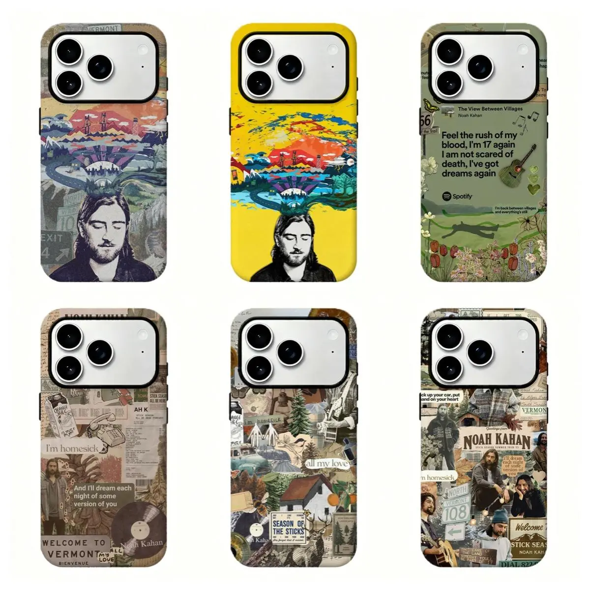 N0ah Kahhhhan Retro Collage Aesthetic Phone Case,Vintage Folk Music Art Cover For iPhone 17 Pro Max 16 15 14 13 12 11 for Samsung S21 S22 S23 S24 S25 Phone Case,Perfect Gift for Fans