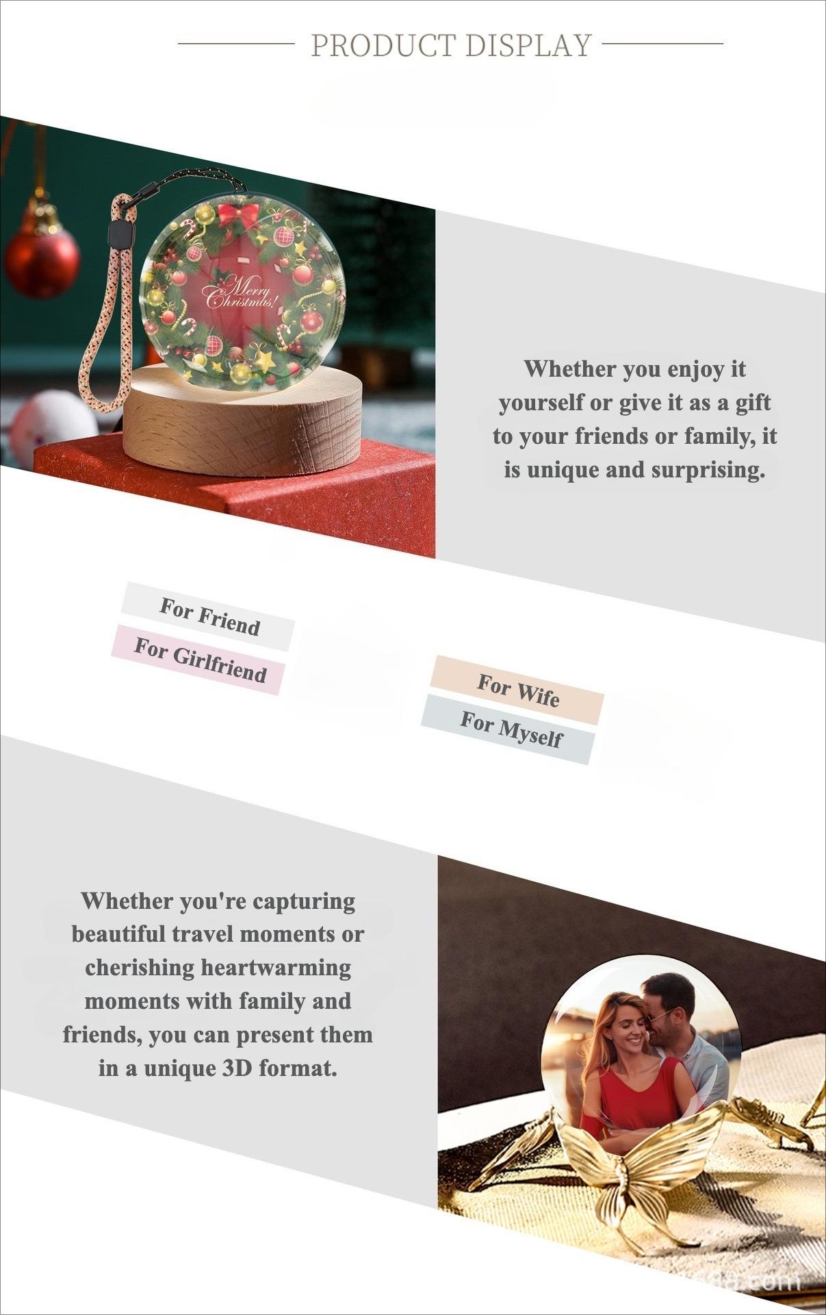 2.7inch crystal ball, video play electronic ball, round 3D ball playing videos and pictures round display for anniversary、birthday gifts, advertising display balls, electronic photo albums