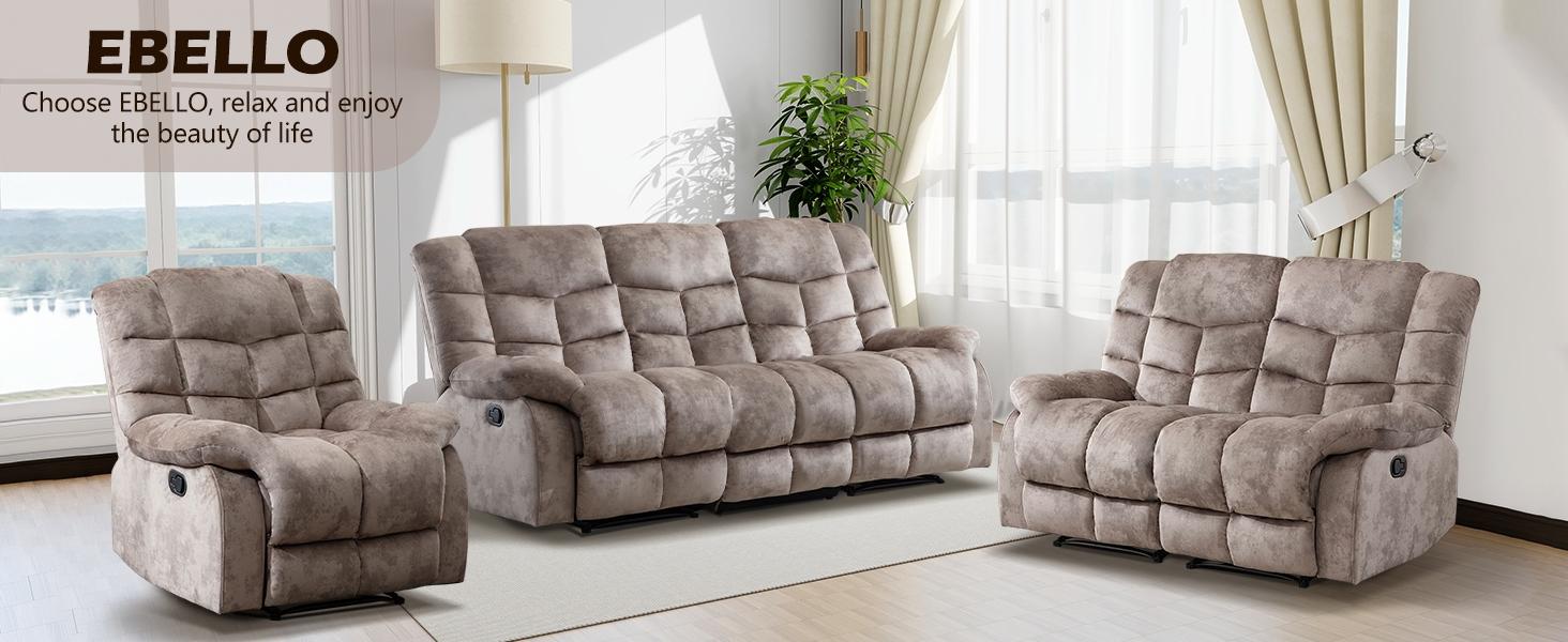 Ebello 37" Overstuffed Manual Massage Recliner Chair with Heat & Vibration - Wall Hugger Single Sofa with Cup Holders, Gray/Brown for Living Room & Bedroom Ebello 37" Overstuffed Manual Massage Recliner Chair with Heat & Vibration - Wall Hugger Single Sofa with Cup Holders, Gray/Brown for Living Room & Bedroom