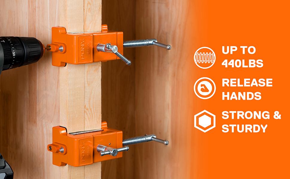 #JumpstartSale PONY 2-Pack Cabinet Clamps, 8510 Cabinet Claw, Face Frame Clamps for Installing Cabinets, 440 lbs Load Limited Orange