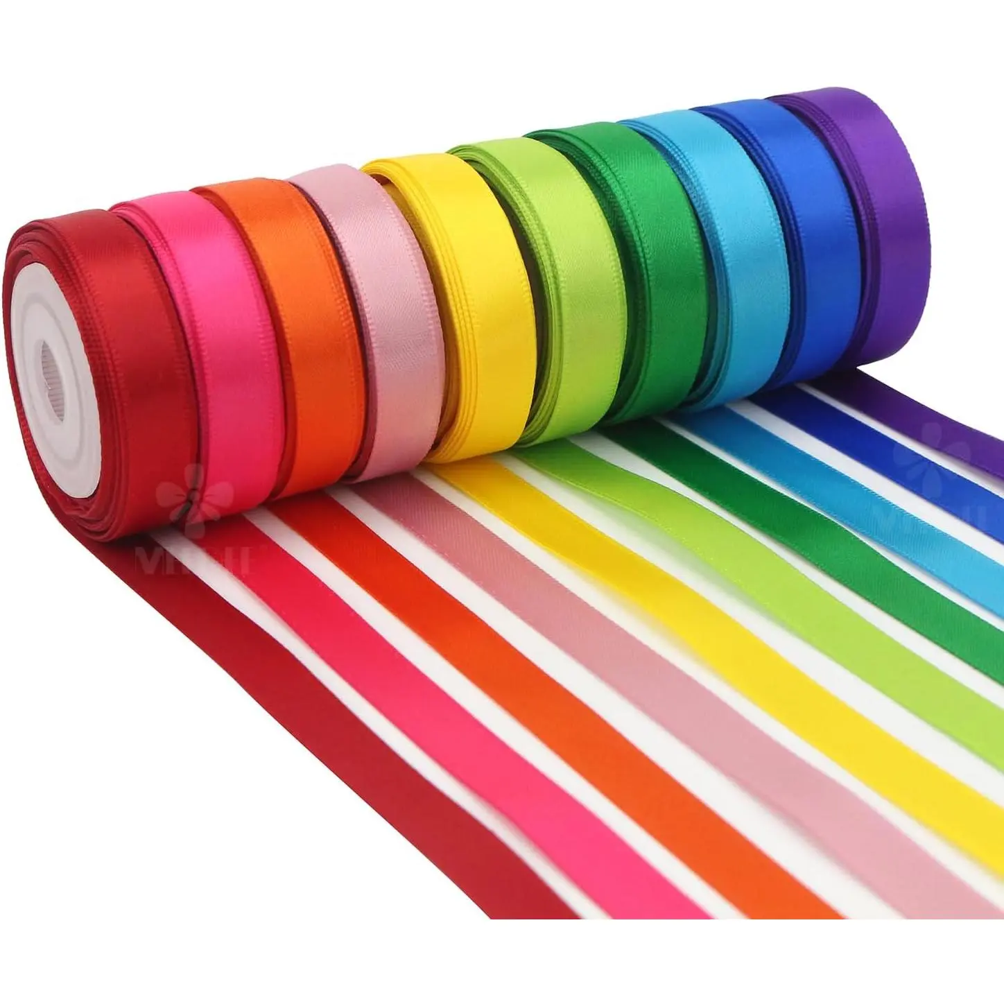 3/8 Inch Satin Ribbon Set – 10 Rolls Rainbow Double  Ribbon for  Wrapping, 5 Yards Each ( 50 Yards), Decorative Ribbon for Presents & Party Favors