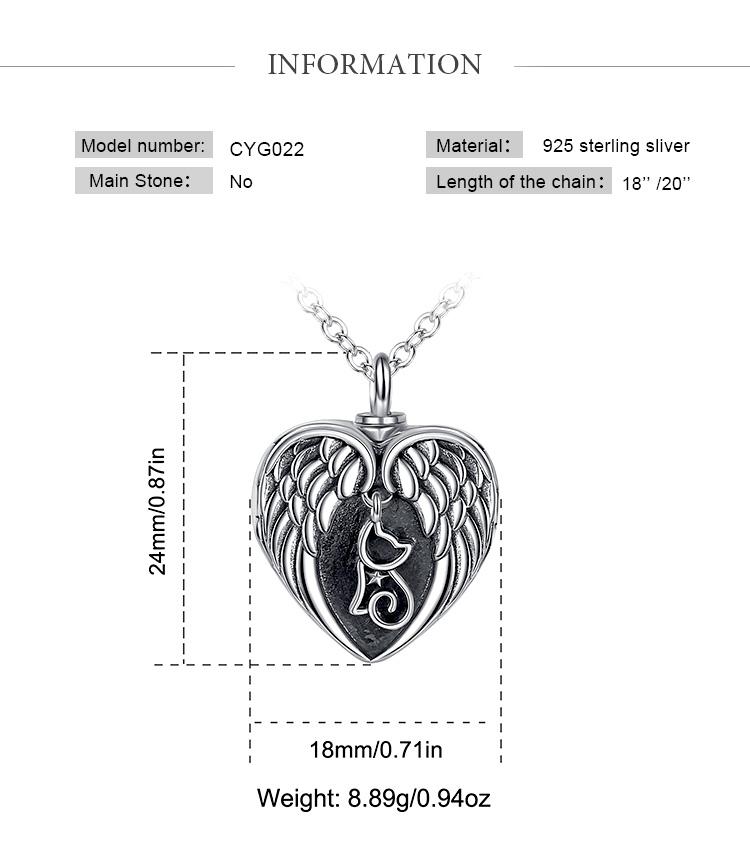 S925 Sterling Silver Locket Cremation Necklace with Angel Wings, Ashes Keepsake Pendant, Customize Photo Urn Jewelry, Memorial Gift for Loss S925 Sterling Silver Locket Cremation Necklace with Angel Wings, Ashes Keepsake Pendant, Customize Photo Urn Jewelry, Memorial Gift for Loss