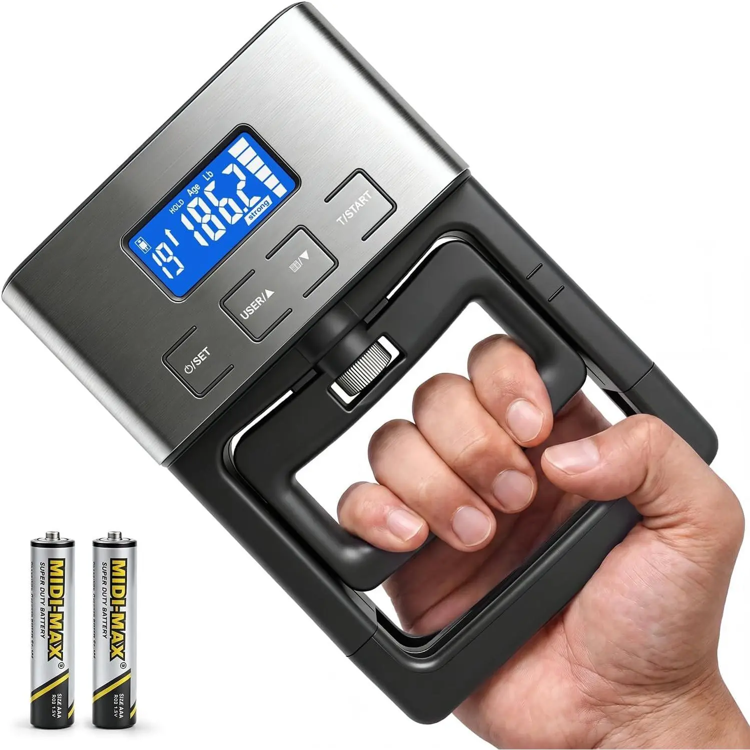 396lbs/180kg Grip Strength Tester, Hand Grip Dynamometer, Digital Grip Strength Tester with LCD Display, Adjustable Hand Grip  Gauge, Hand Grip Testing for   School Use