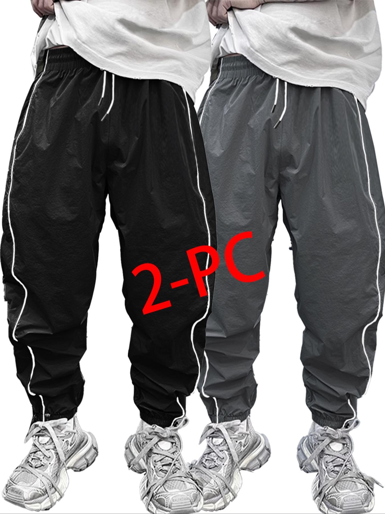 Men's Elastic Waistband Pants, Side Stripe Design, Casual Daily Wear, Comfortable & Versatile, Perfect for Everyday