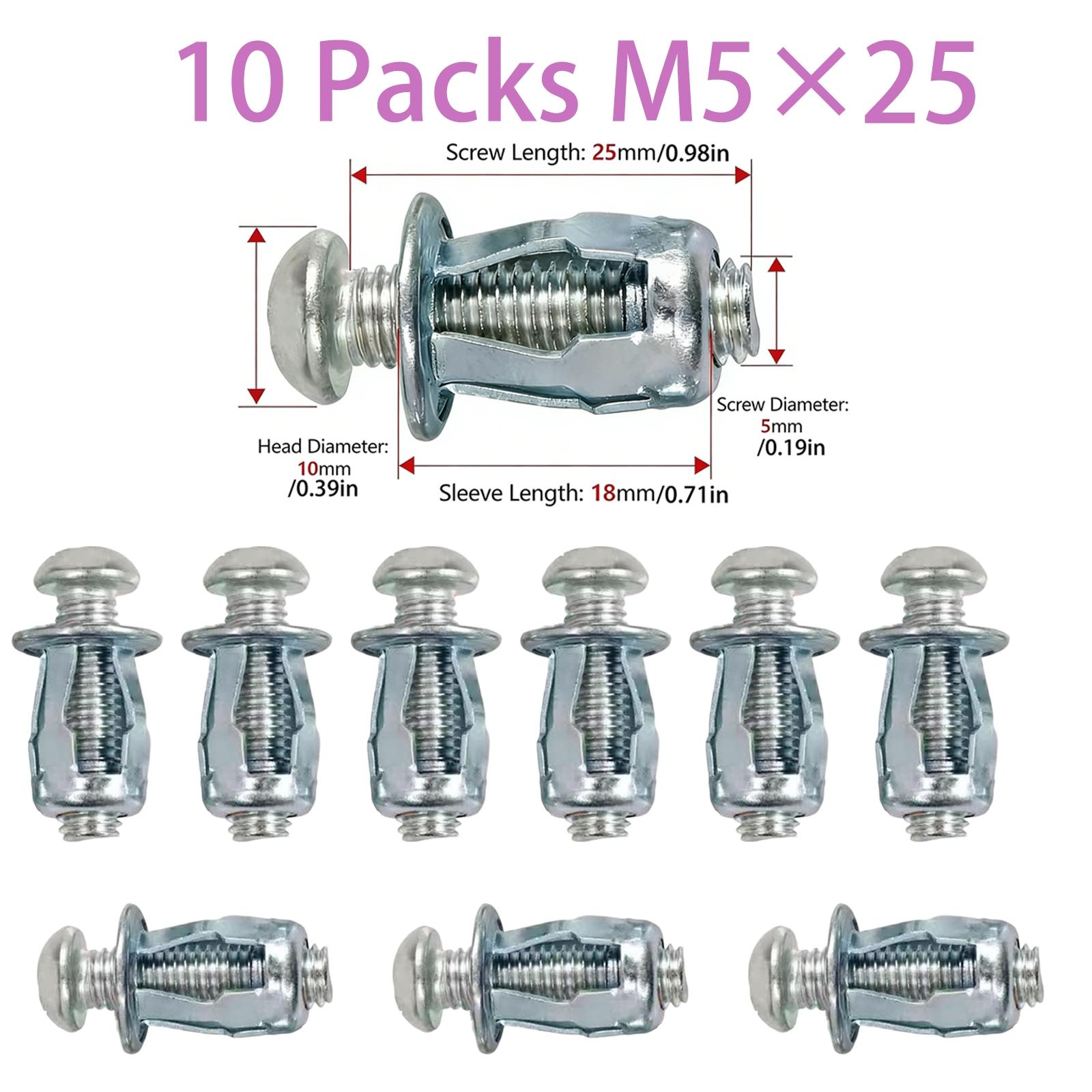 Heavy Duty Bolt Hollow Door Anchors Toggle Bolts for Drywall, Carbon Steel Expansion Screws Set, Expands Behind Wall for Cabinets Walls, Bolt Anchors for 0-5mm Thin Doors Drywall Caravan Walls, Easy Install Multi-Purpose Anchors