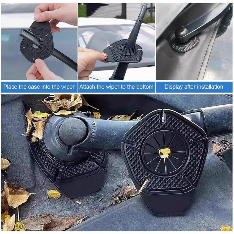 2-Pack Car Window Wiper Arm Hole Protector Parts, Dustproof Frost-Resistant Durable Seal Pad, Debris Removal Design Fits All Cars