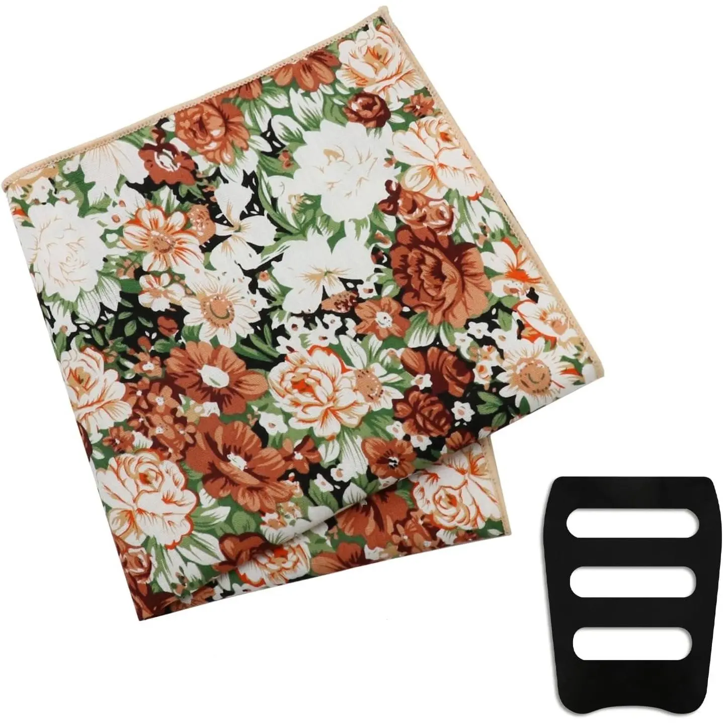 Printed Floral Cotton Pocket Squares for Men with Holder Mens Handkerchief Suit Pocket Hanky for Wedding
