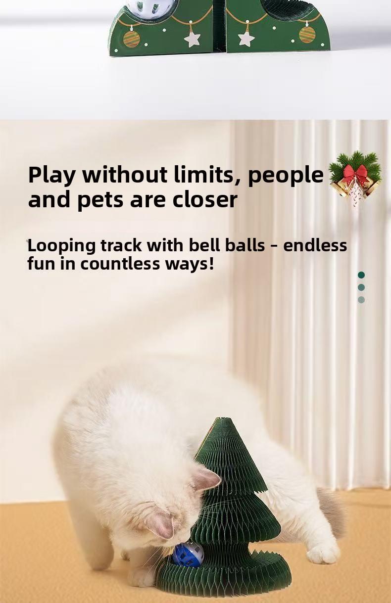 Christmas Standing Wall-mounted Wear-resistant Non-abrasive Foldable Cat Toy for Self-entertainment and Relaxation Christmas Tree Accordian Cat Scratch Board