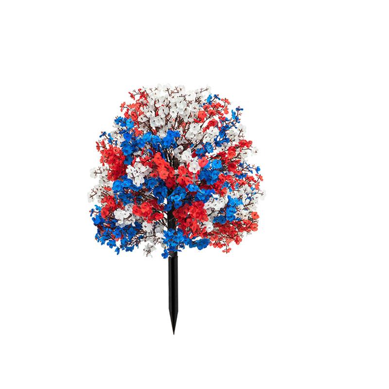 Simulated Independence Day red, white and blue simulated flowers arranged in a star-shaped pattern for ground decoration, suitable for July 4th / Independence Day party decoration, for use in indoor, outdoor gardens, bonsai, balcony or any other place.