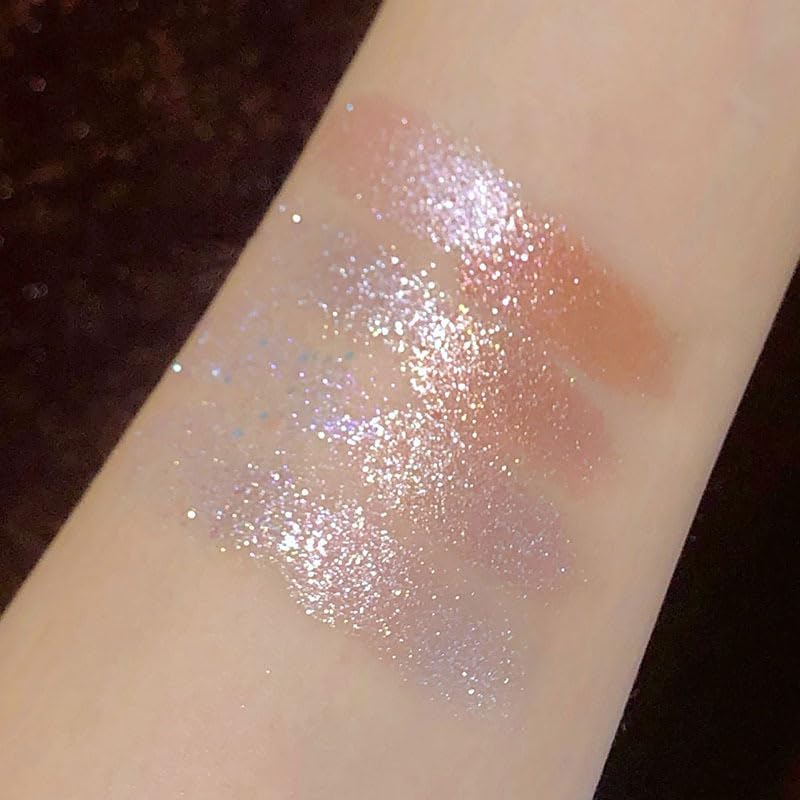 9-Color Korean Pigment-Rich Eyeshadow Palette, Cruelty-Free Cosmetic - Long-Lasting, Waterproof, Silky Smooth, Smudge-Proof - Pearl Powder Eye Make-Up with Shimmer, Glitter, Blend Easily Pink, Brown & Gold Shades