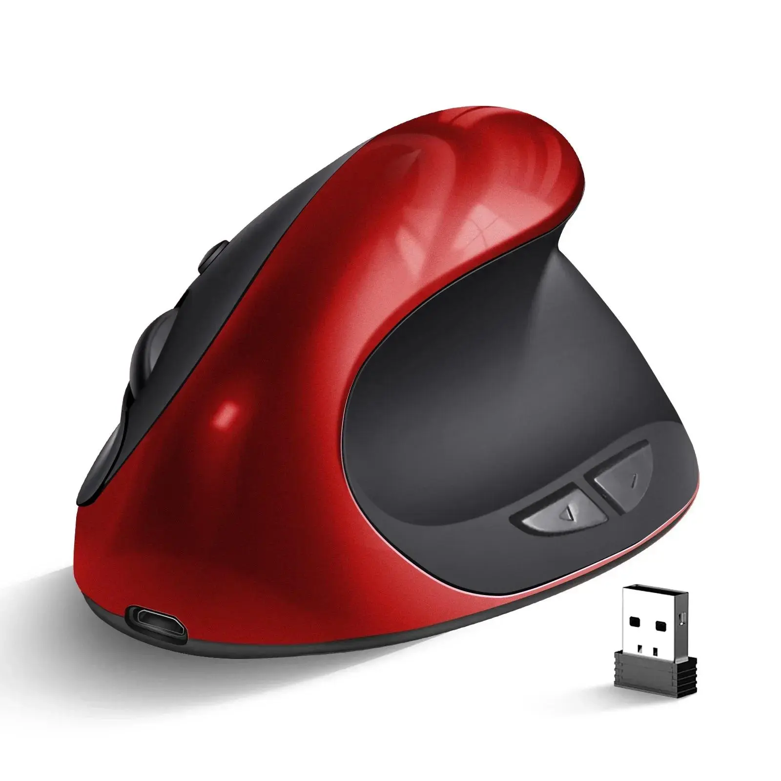 Rechargeable Vertical Mice Ergonomic Wireless Mouse 2.4G USB Receiver 1600 Adjustable DPI 6 Buttons Mouse