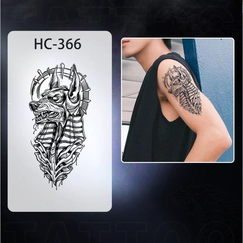 Men's European retro tattoo stickers, compass and mountain, Spartan warrior, bird compass, durable and waterproof, temporary tattoo stickers lasting one to two weeks