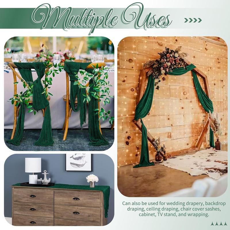 6/10/15/24 Pack Cheesecloth Table Runner 17 x 108 Inch Gauze Table Runner Fall Thanksgiving Boho Rustic Farmhouse Fabric Semi Sheer Cheese Cloth Table Decor Bulk for Rustic Romantic Wedding Baby Shower Party Table Holiday Decoration