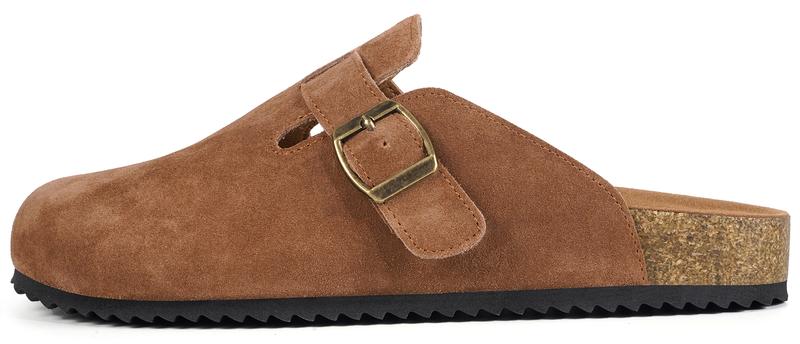 Men's Women's Adjustable Buckle Potato Shoes Suede Clogs Mens Leather Mules Cork Footbed Sandals