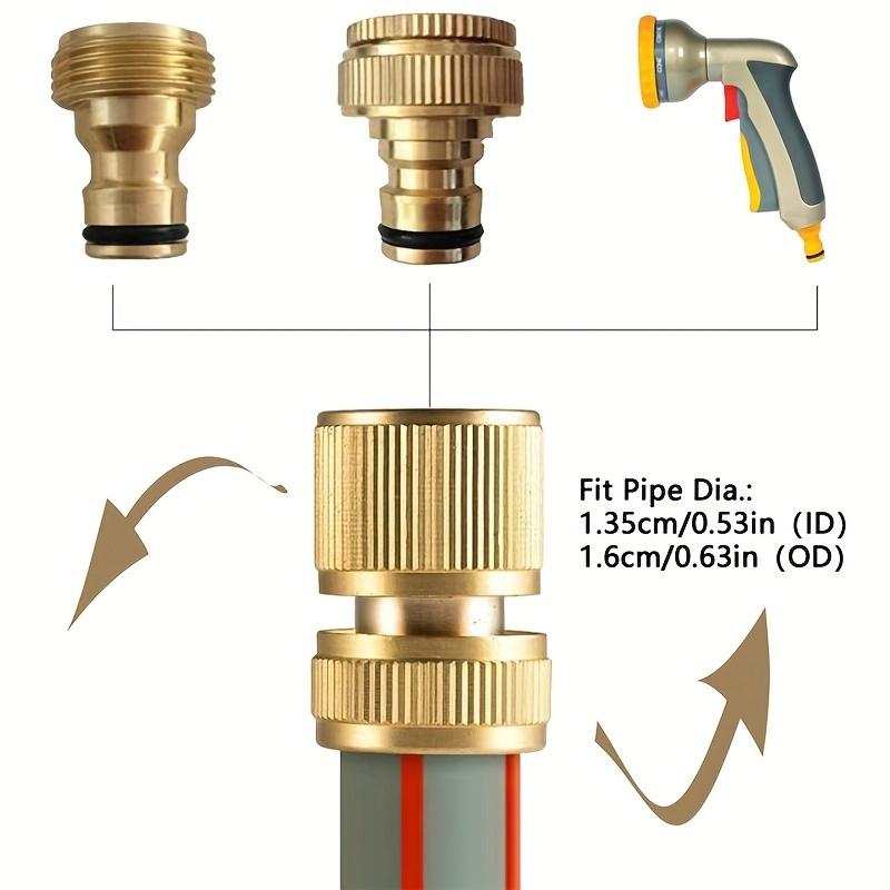 3 Pair Brass Quick Connectors, Suitable for 1/2 and 3/4 Inch Garden Hose Connections, Male and Female Fittings Accessories, Garden Hose Quic Connectors, Water Pipe Connectors, Garden Fast Connectors