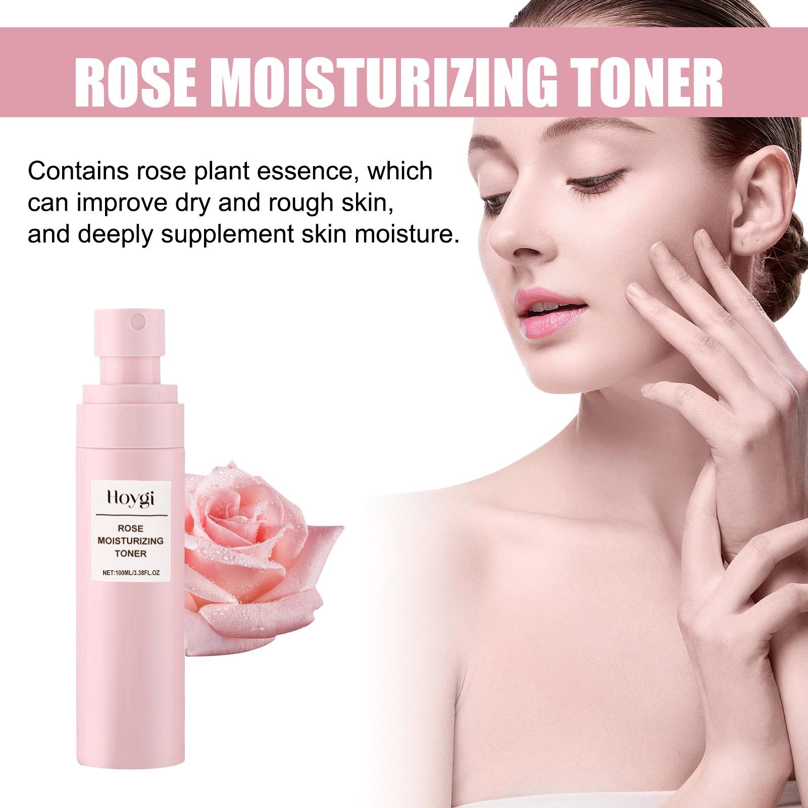 HOYGI Rose Water Moisturizing Facial Mist Spray & Hydrating Toner | With Hyaluronic Acid, Rose Flower Extract, Glycerin & Sodium PCA | Deep Hydration, Pore Minimizing, Soothe Redness, Oil Control | Mild Non-Irritating Formula for Sensitive Skin, Improves