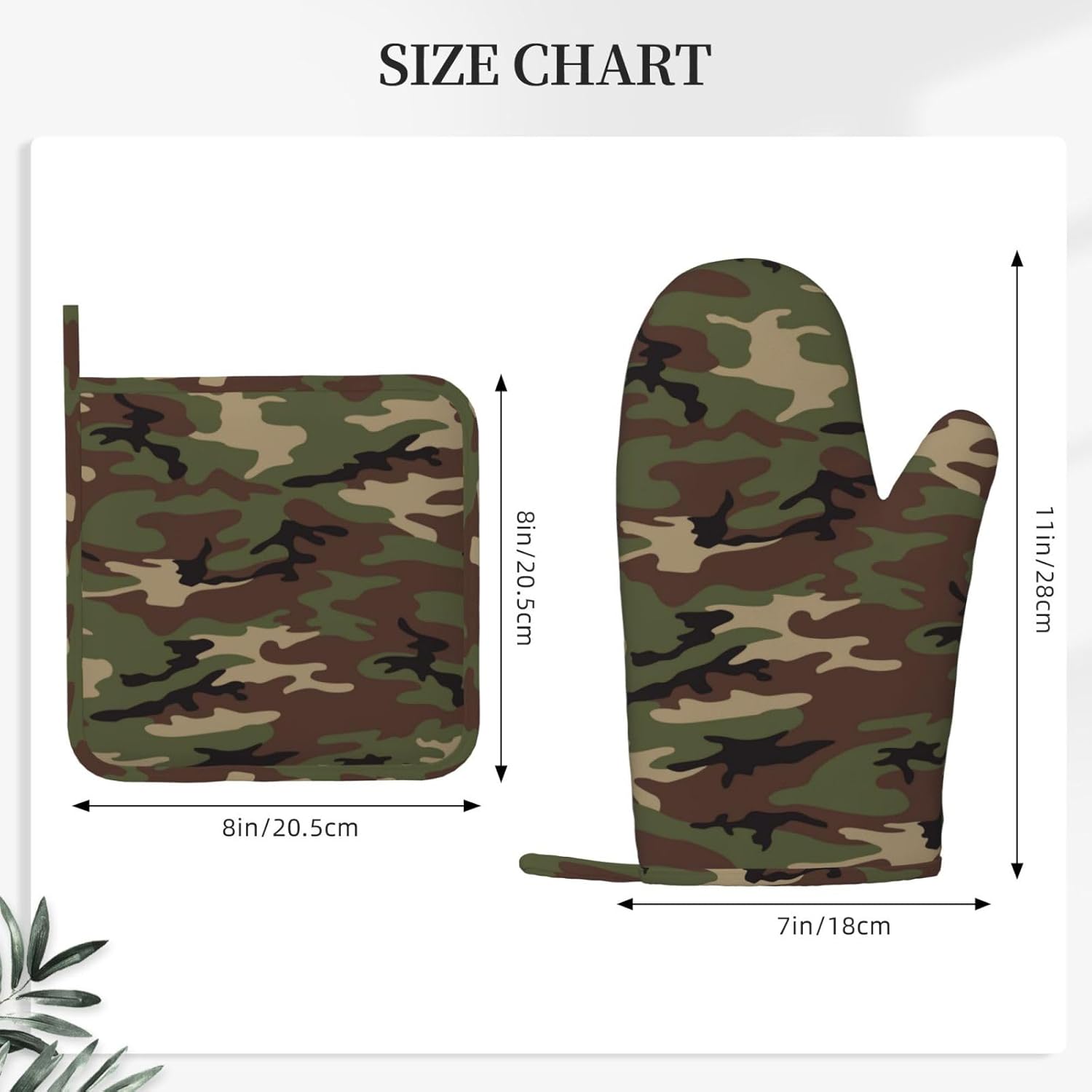 Camouflage Oven Mitts and Pot Holders Set of 4  Camo Kitchen Mitten Gloves and Non-Slip Potholders Set Heat Resistant Oven Gloves Hot Holders for Kitchen