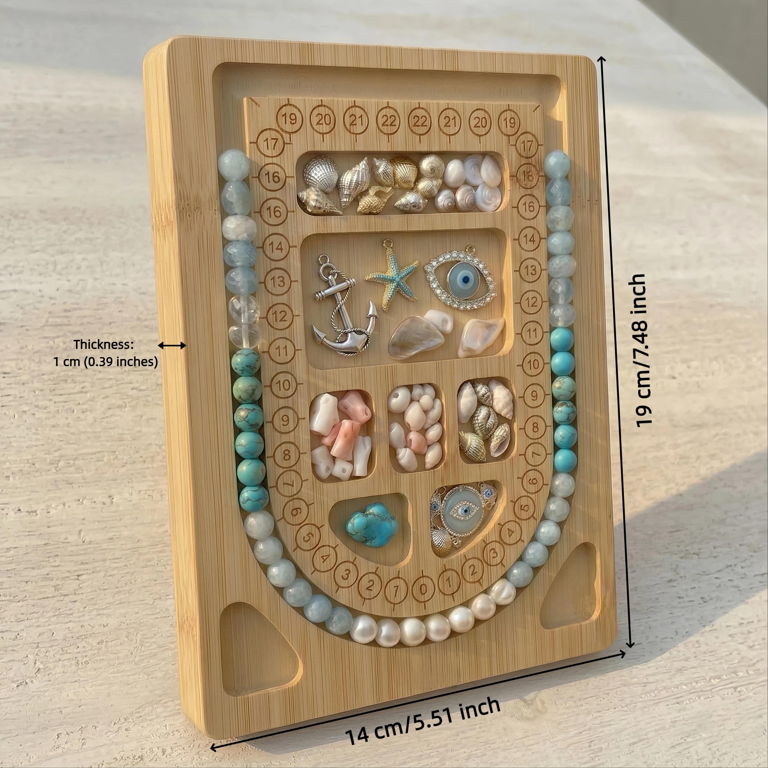 Mini Bamboo Beading Board Portable Jewelry Design Tray for Bracelet Necklace Making Travel Size Pocket Bead Board Organizer DIY Crafting Tool