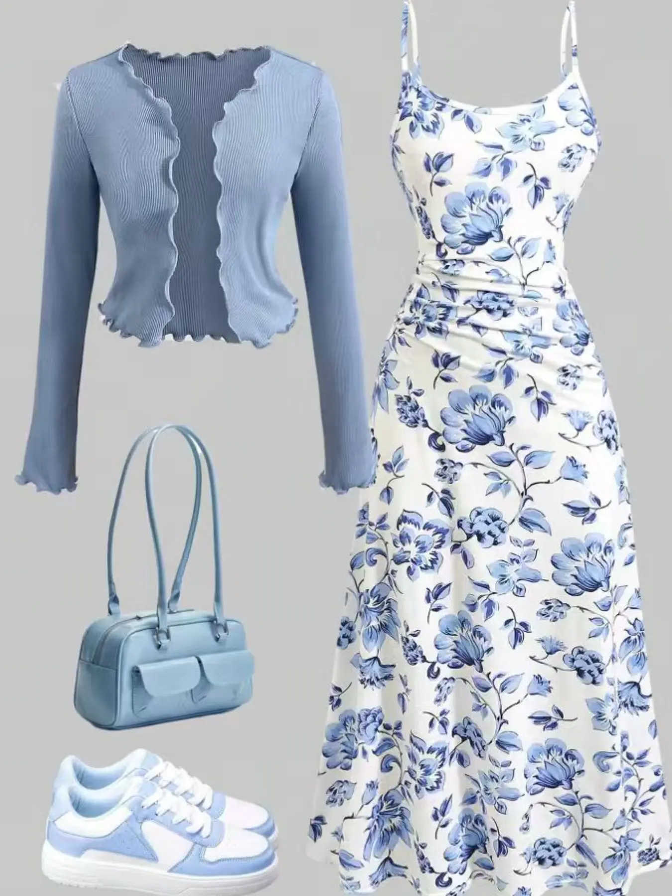 Elegant Women's Knit Cardigan + Slim Fit Halter Dress Two-Piece Set, Stylish Layered for Daily Wear, Comfortable & Chic Design