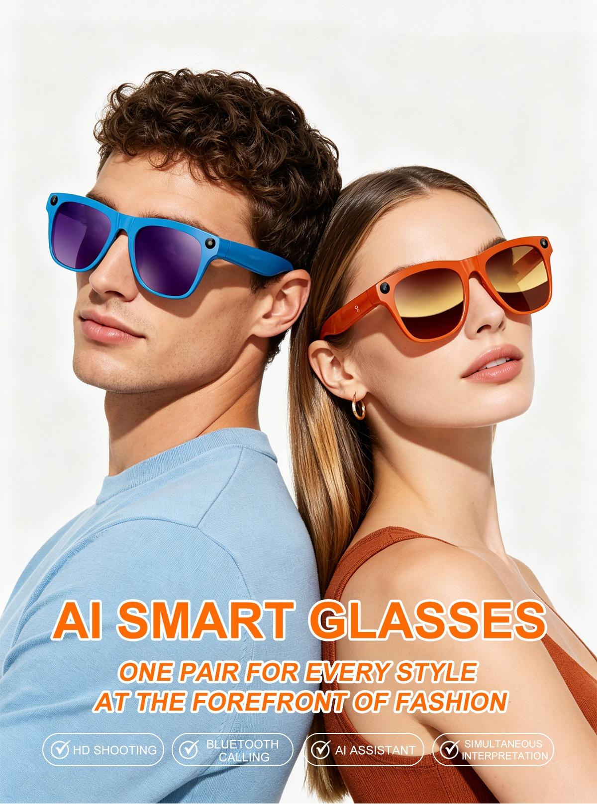 Smart Glasses with Camera for Sport,8MP Camera,One Click Audio Recording,First-Person Photo Video Shooting,Bluetooth Calling & Music Playback,AI Smart Translation and Simultaneous Interpretation ,WiFi Transfer, 290Mah Battery ,3Lenses Total
