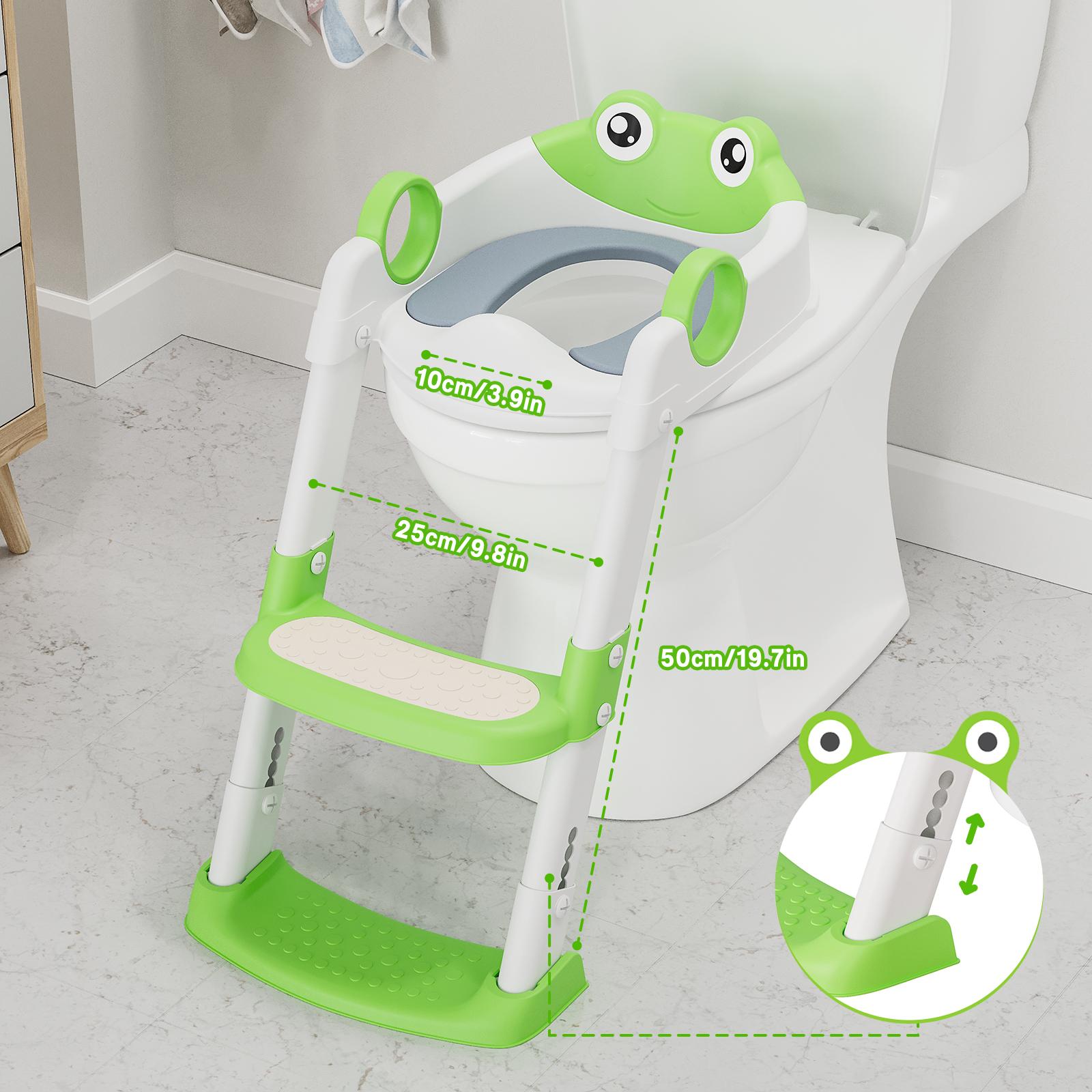 Potty Training Seat with Step Stool Ladder for Toddlers as a Potty Training Toilet Anti-Slip Safe Pads Adjustable Height Legs