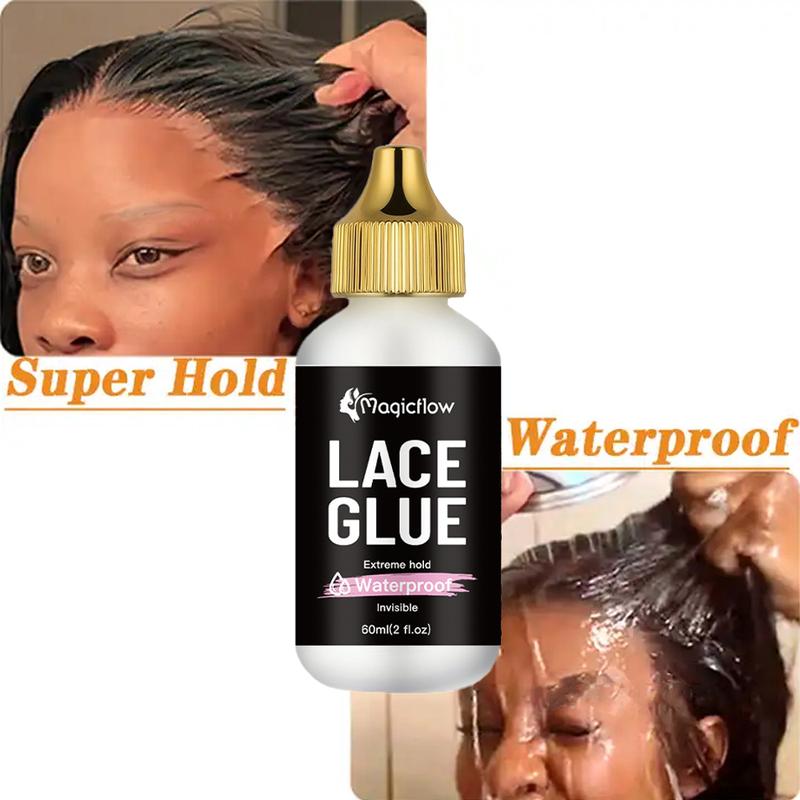 60ml/2fl.oz Waterproof Wig Lace Glue - Strong Hold, Invisible, Quick Dry & Easy Removal - No Odor Adhesive for All Wigs, Hair Lace Glue, for Human Hair Extensions