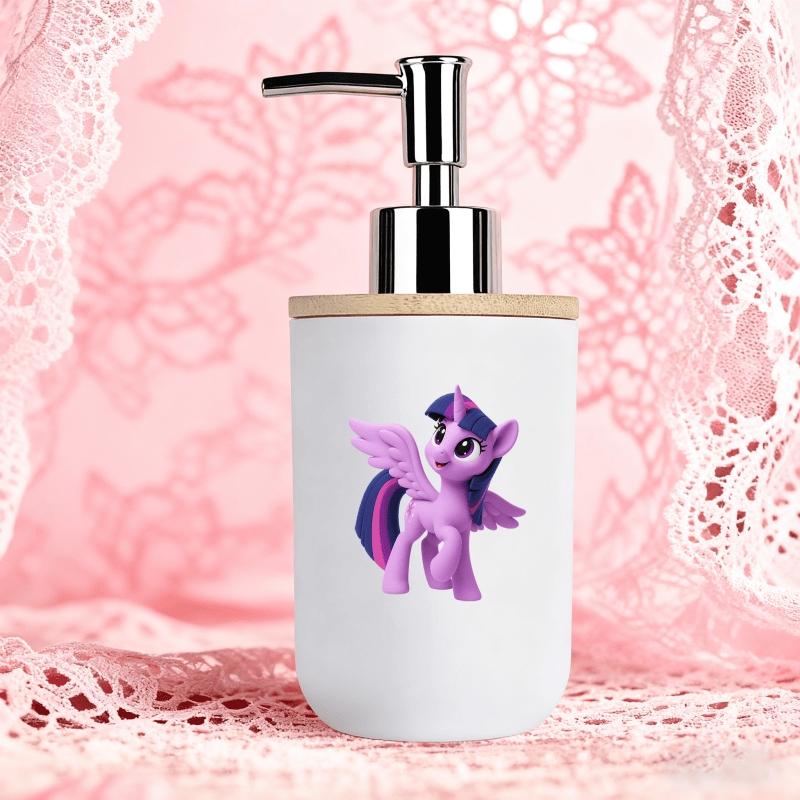 1pc dispenser with cartoon print; dual-function toothbrush cup/hand sanitizer bottle - reusable for shampoo, shower gel, bathroom, and kitchen use - a perfect Valentine's Day/Christmas gift (assembly required, parts inside the cup)