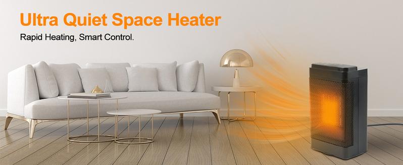 Smart Space Heater forIndoor Use 1500W Ceramic TowerHeater with Thermostat, Quiet Portable Room Heater, Energy Saving