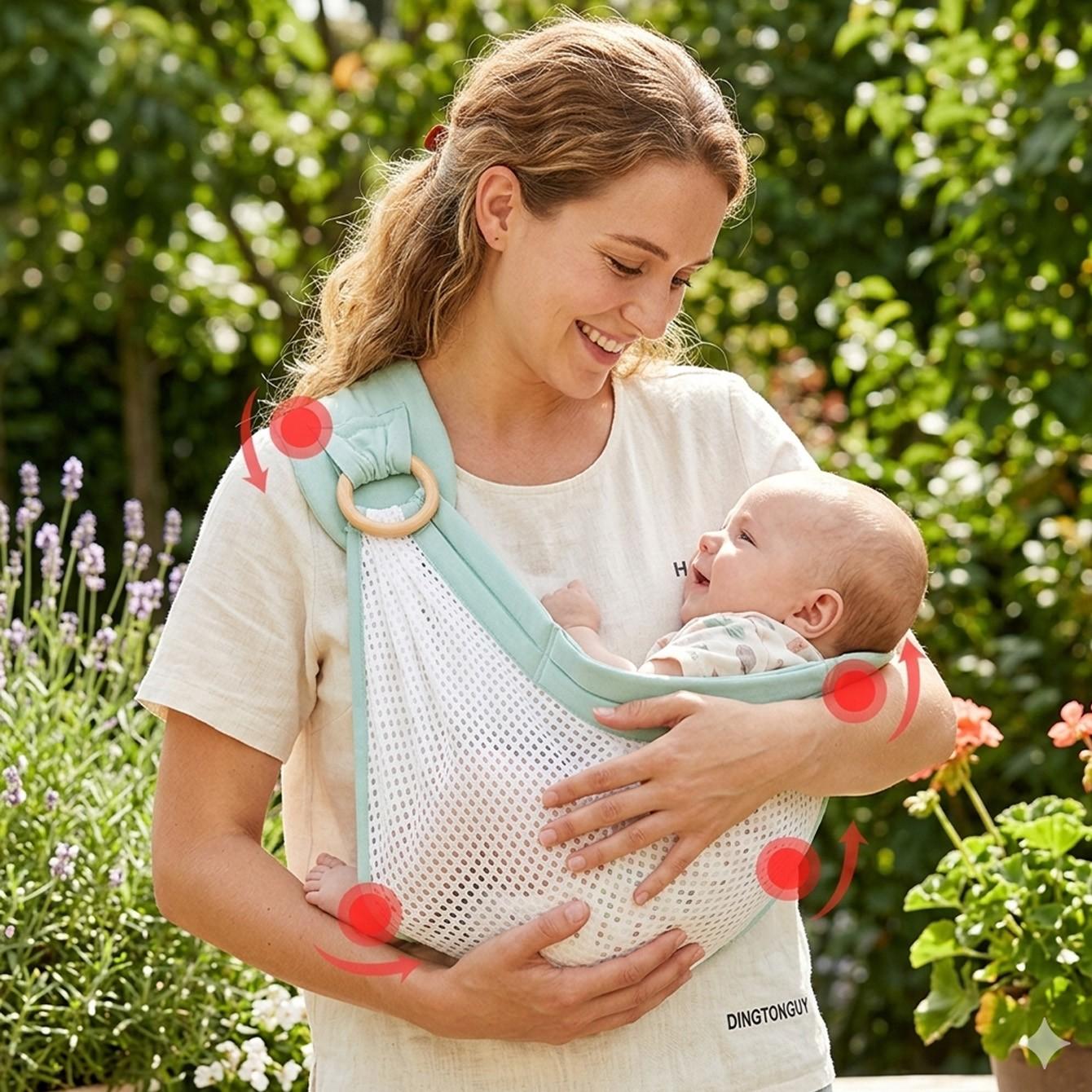 Lightweight Breathable Mesh Baby Carrier, Adjustable Quick-Dry Infant Back Strap, Ideal for Family Travel, Perfect Gift for Newborns and Toddlers