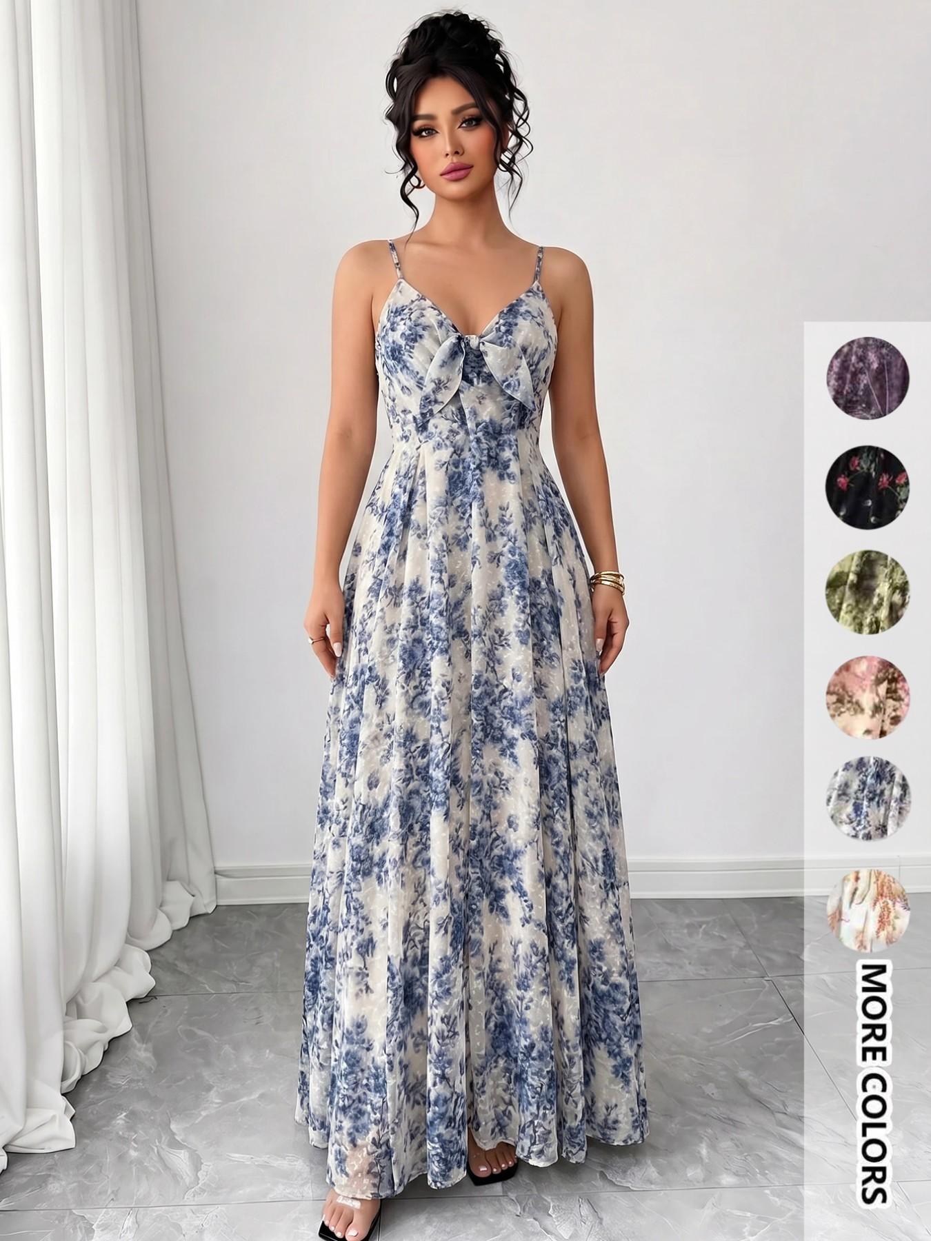 Women's Floral Print Cami Dress, Boho Fashion Casual A Line Dress for Beach Holiday Vacation, Ladies Dress for Summer